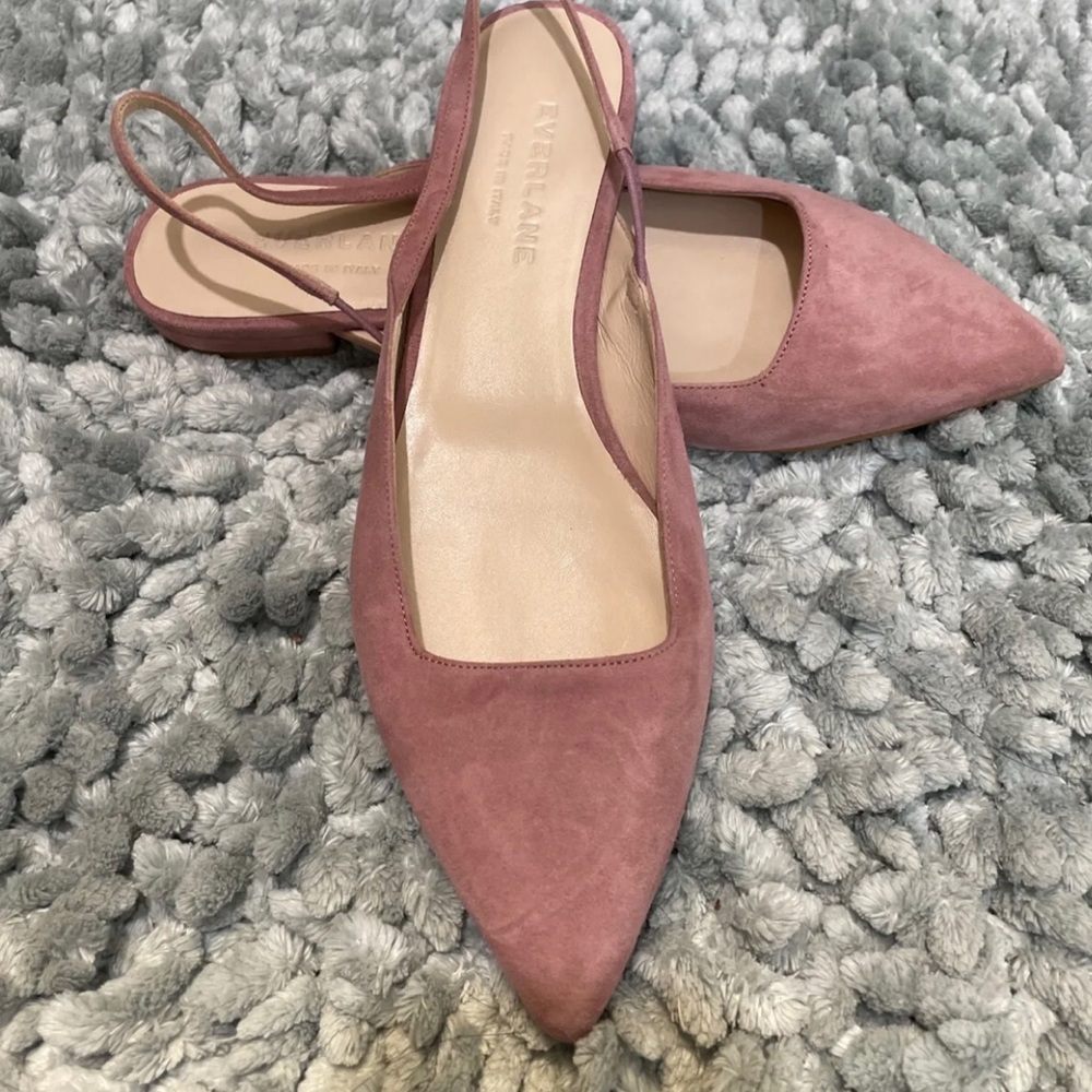 - Brand New Everlane Womens Size 5 Light Pink Suede The Editor Slingback F…
